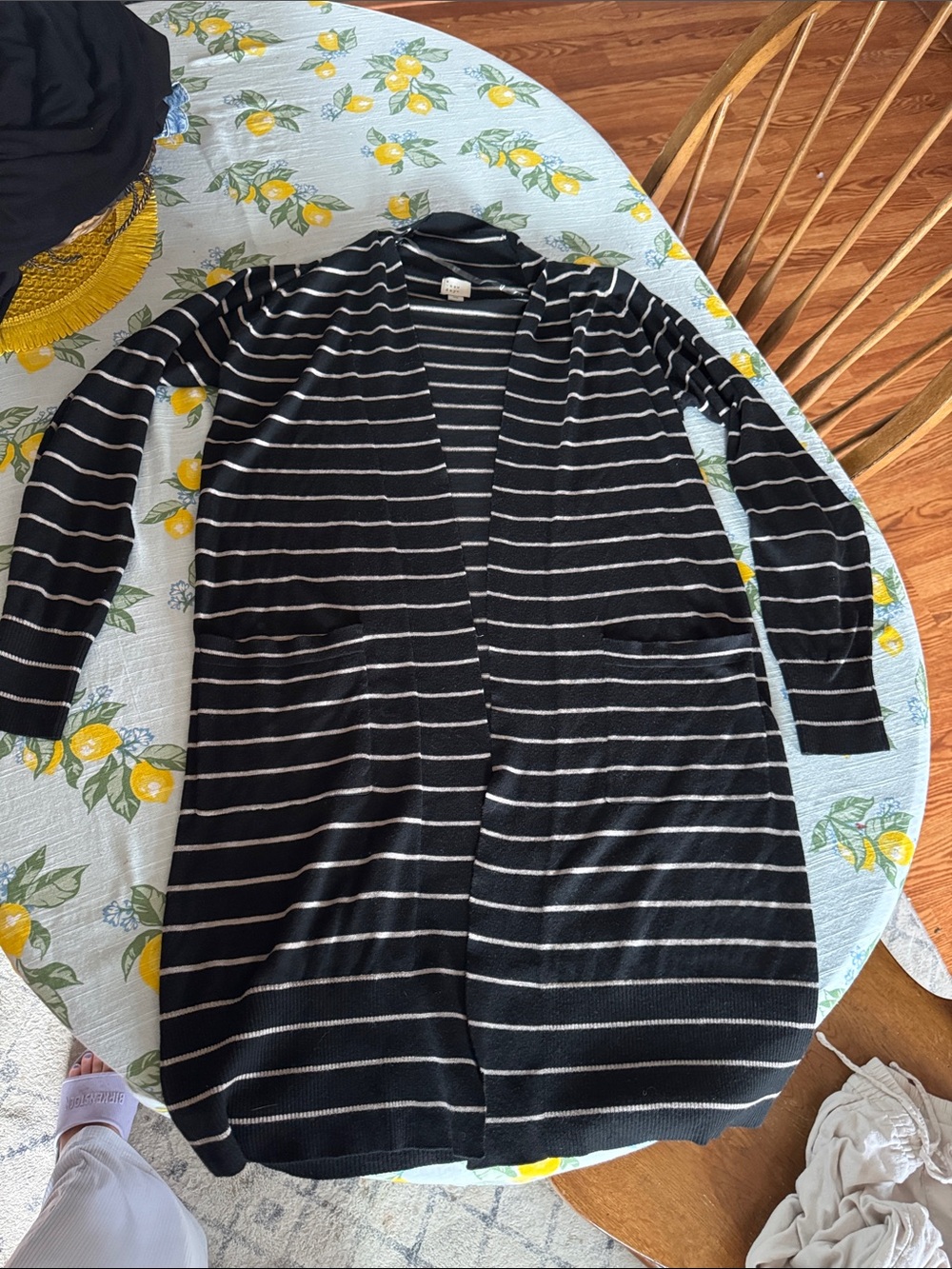 a new day Black and White Striped Open-Front Cardigan